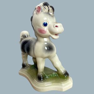 VTG 1950s Ceramic Pony Figurine Frisky Horse Diamond Pottery Style Mid Century